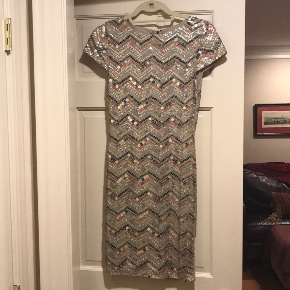 Gold tones sequin cocktail party dress